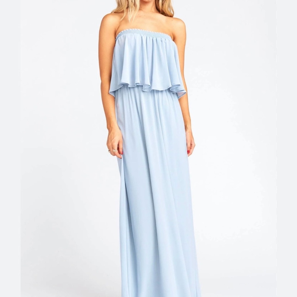 Show Me Your Mumu Hacienda Maxi Dress ✨ Romantic Blue Off Shoulder Gown - Picture 4 of 8